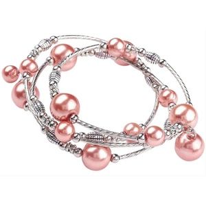 😀 Adjustable Bead Silver Tone Wrap Bracelet
